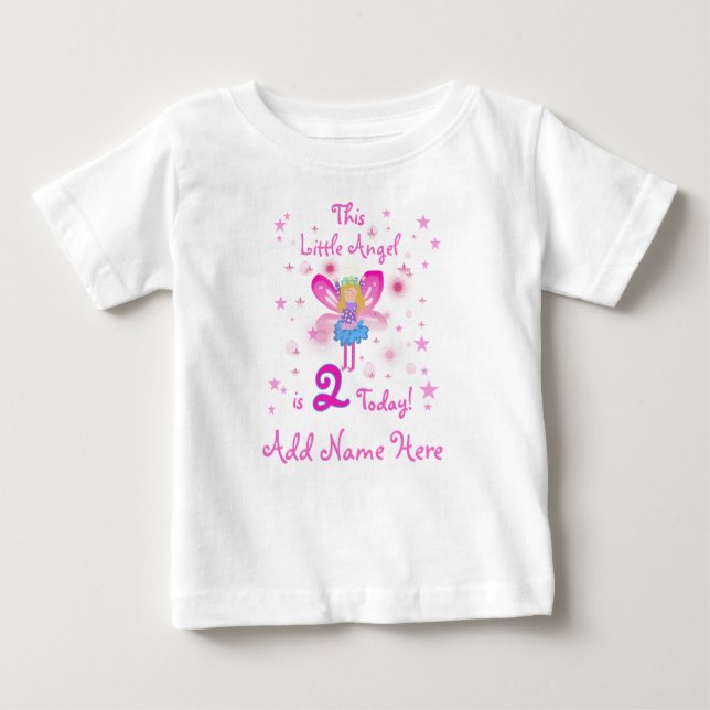 Personalisiertes LIttle Angel 2. Geburtstagshirt Baby T-shirt (Vorderseite)