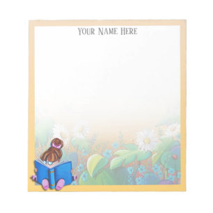 Personalisiertes Little Book Reader Girl Notepad Notizblock