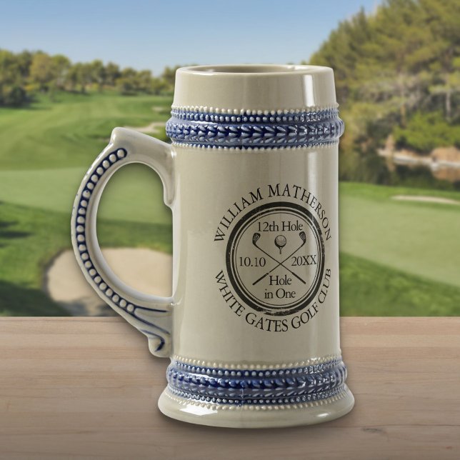Personalisiertes Loch in einem klassischen Golf Bierglas (Personalized Hole in One Classic Golf Beer Stein)
