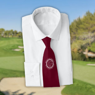 Personalisiertes Loch in One Burgund Red Golf Krawatte