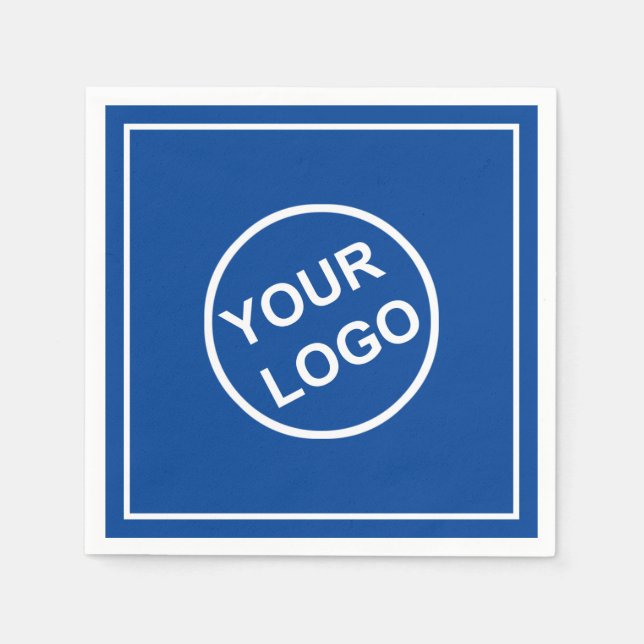 Personalisiertes Logo Elegantes blaues Weißbuch Serviette (Vorderseite)