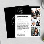 Personalisiertes Logo Flyer<br><div class="desc">Mit diesem modernen personalisierten Business Flyer, der in einem eleganten Schwarz-Weiß-Design gestaltet wurde, erleben Sie einen bleibenden Eindruck. Mit Platz für Ihr individuelles Logo, drei Fotos und personalisiertem Text ist dieser Flyer der perfekte Ort, um Ihre Markenidentität zu zeigen. Ob es sich um die Förderung von Dienstleistungen, Produkten oder Firmenveranstaltungen...</div>