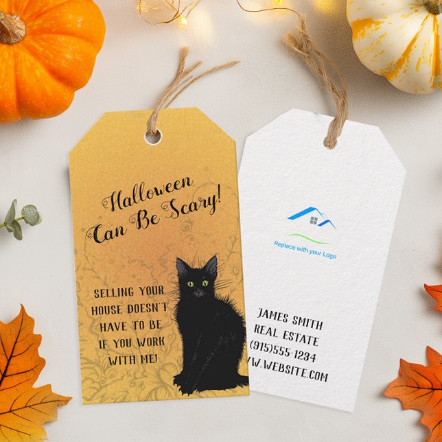 Personalisiertes Logo Halloween Real Anwesen Pop b Geschenkanhänger (Easily personalize these Halloween Real Estate pop by tags with just a few clicks.)