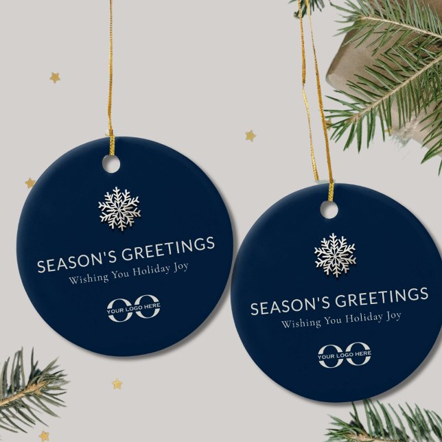 Personalisiertes Logo Holiday Joy Snowflake Orname Keramik Ornament (Von Creator hochgeladen)