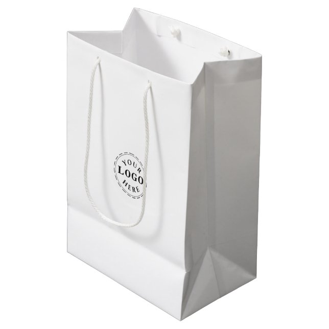 Personalisiertes Logo Medium Geschenktasche für da Mittlere Geschenktüte (Vorderseite Schrägansicht)