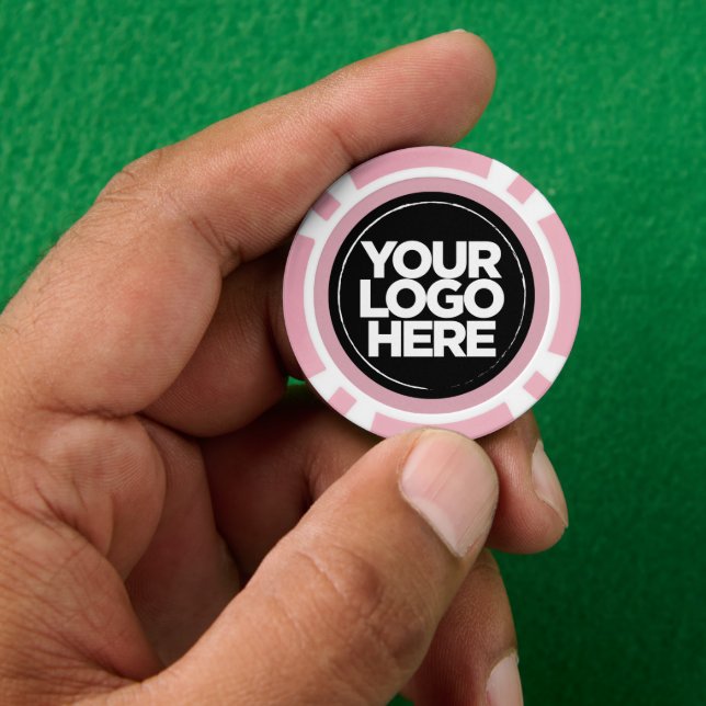 Personalisiertes Logo und Cooler Text rosa Pokerchips (Hand)