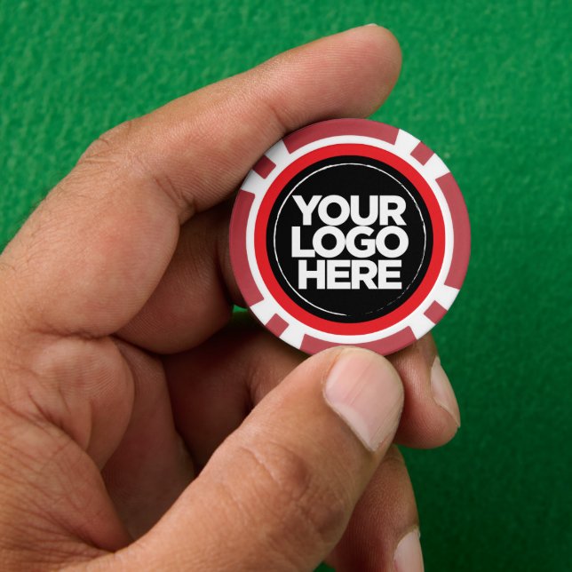 Personalisiertes Logo und Text Cool Rot Pokerchips (Hand)