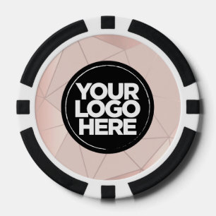 Personalisiertes Logo und Text Geometrisches Rosa Pokerchips