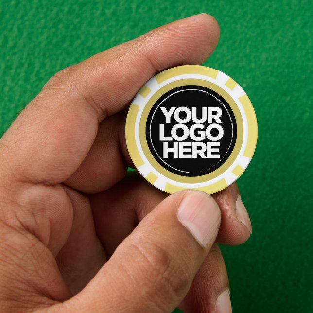 Personalisiertes Logo und Text Kühl Gelb Pokerchips (Hand)