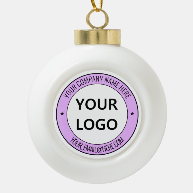 Personalisiertes Logo Weihnachtsdekoration Keramik Kugel-Ornament (Vorderseite)