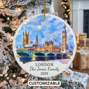 Personalisiertes Londoner Ornament, England Keramik Ornament