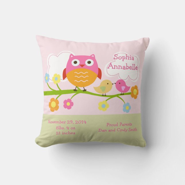 Personalisiertes "Love Birds & Owl with dots" Kiss Kissen (Vorderseite)