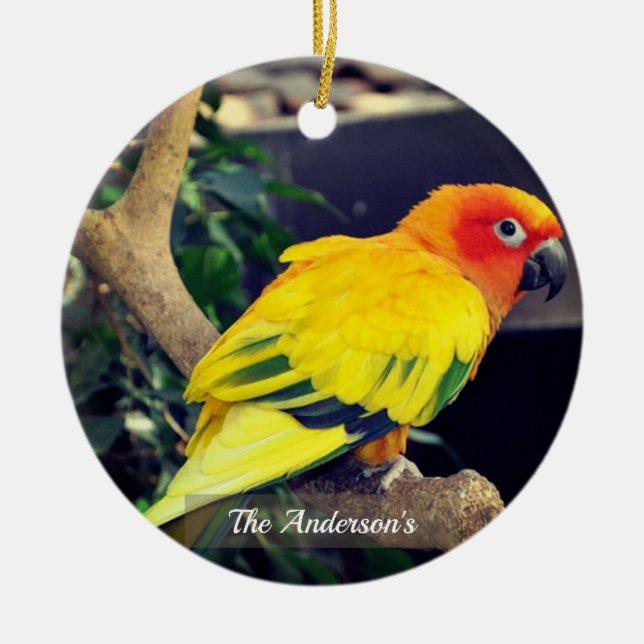 Personalisiertes Lovebird-Foto Keramik Ornament (Vorne)