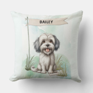 Personalisiertes Lowchen-Wasserfarben-Hundekissen Kissen
