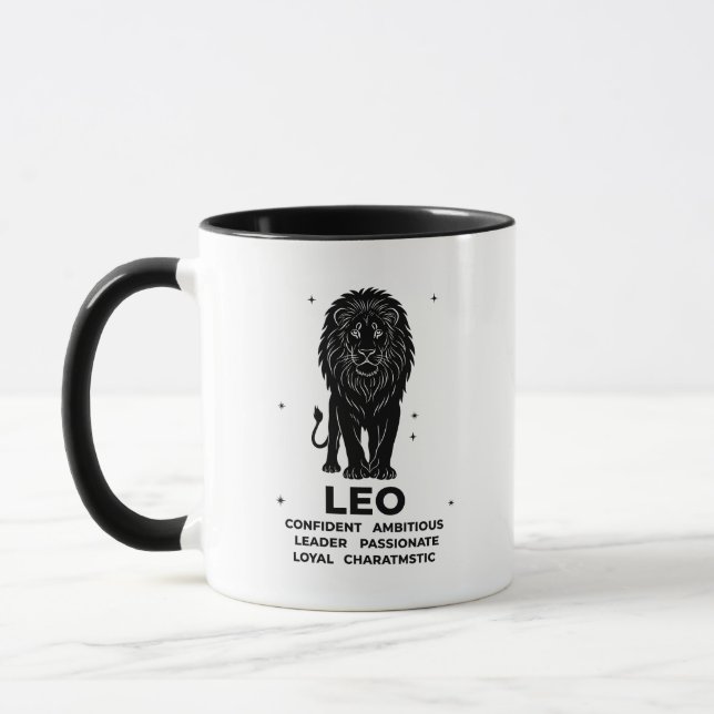 Personalisiertes Löwe-Sternzeichen Name und Eigens Tasse (Links)