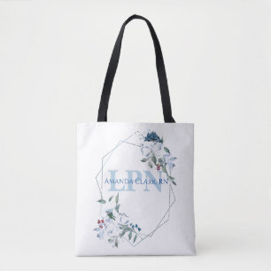 Personalisiertes LPN-Monogramm in floralem Blau