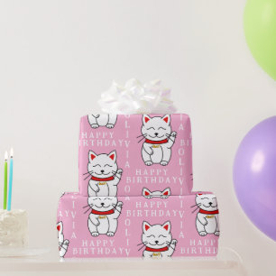 Personalisiertes Lucky Cat Art Geschenkpapier