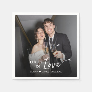 Personalisiertes 'Lucky in Love' Hochzeitsgeschenk Serviette