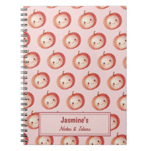 Personalisiertes Lucky You Litschi-Muster Aquarell Notizblock