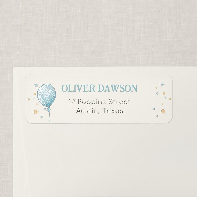Personalisiertes Luftballon-Geburtstags-Rücksendee (Balloon Daydream - Vintage Balloon Return Address Sticker)