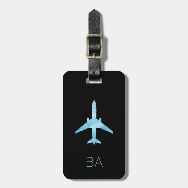 Personalisiertes Luftfahrt-Blau-Flugzeug-Gepäckanh Gepäckanhänger (Vorderseite vertikal)