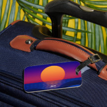 Personalisiertes Luggage-Tag mit lila Sonnenunterg