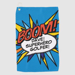 Personalisiertes lustiges Comic-Book BOOM Golfhandtuch