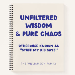 Personalisiertes Lustiges Kinderzitat Eltern Humor Notizbuch