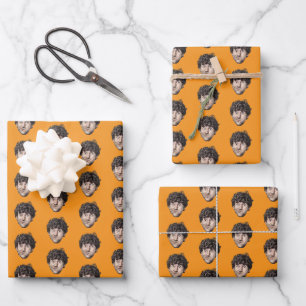 Personalisiertes Lustiges Orange Benutzerdefiniert Geschenkpapier Set