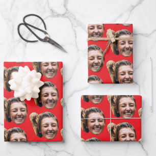 Personalisiertes Lustiges Rotes Benutzerdefinierte Geschenkpapier Set