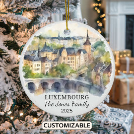 Personalisiertes Luxemburger Ornament, Geschenk Lu Keramik Ornament