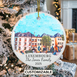 Personalisiertes Luxemburger Ornament, Geschenk Lu Keramik Ornament
