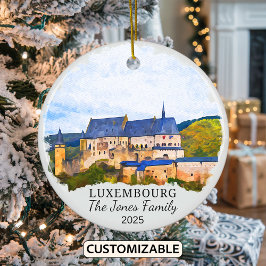 Personalisiertes Luxemburger Ornament, Geschenk Lu Keramik Ornament