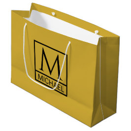 Personalisiertes M Gold Geschenktasche mit Anfangs Große Geschenktüte