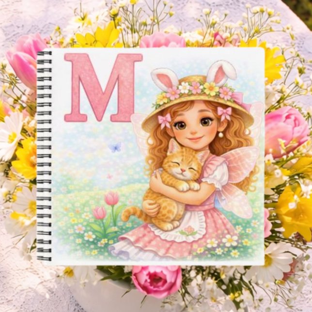 Personalisiertes M Kätzchen-Geschenk für Mädchen Notizbuch (Von Creator hochgeladen)
