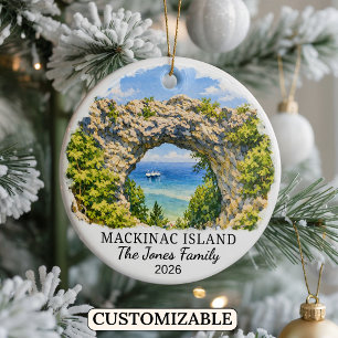 Personalisiertes Mackinac Island, individuelles Mi Keramik Ornament