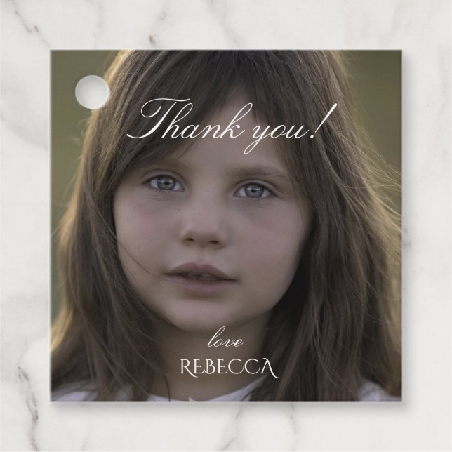 Personalisiertes Mädchen Foto danke für Tag Geschenkanhänger (Vorderseite)
