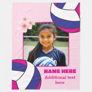 Personalisiertes Mädchen Foto Volleyball Fleecedecke