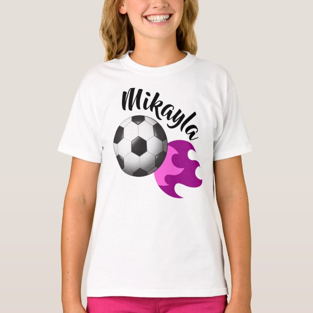 Personalisiertes Mädchen-Fußball-T-Shirt T-Shirt (Vorderseite)