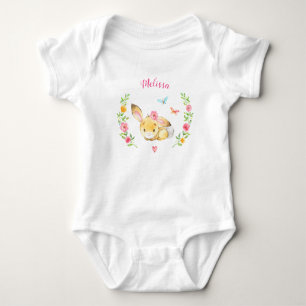 Personalisiertes Mädchen-Hasen-Wald-Baby-Party-Ges Baby Strampler