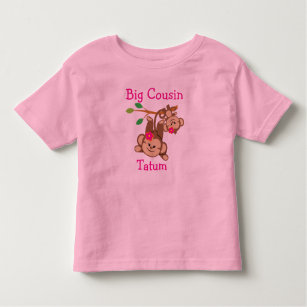 Personalisiertes Mädchen Monkeys großen Cousin Kleinkind T-shirt