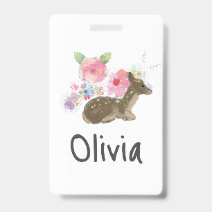 Personalisiertes Mädchen Rosa Wald Floral  Ausweis