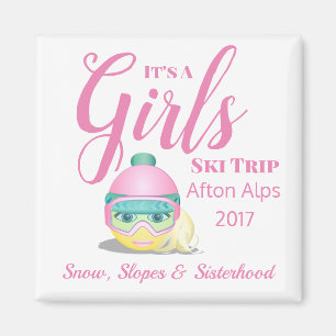 Personalisiertes Mädchen-Ski-Reise-Memento Magnet
