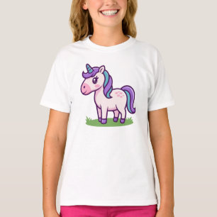 Personalisiertes Mädchen Süßes Einhorn Pferd Kinde T-Shirt