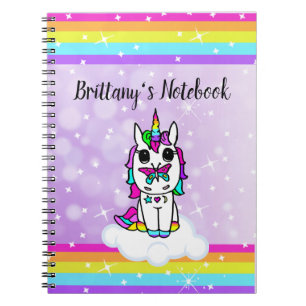 Personalisiertes Mädcheneinhorn, Schmetterling und Notizblock