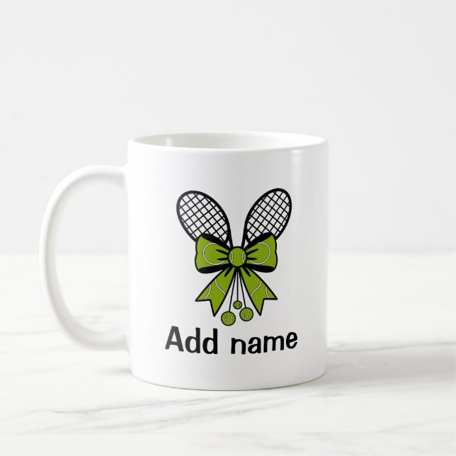 Personalisiertes Mädchentennis mit Bogen-Schlägern Kaffeetasse (Links)
