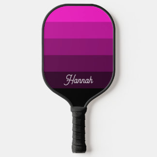 Personalisiertes Magenta-Schwarz-Ombre-Streifenmus Pickleball Schläger