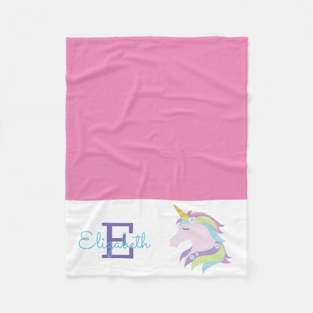 Personalisiertes magisches Einhorn Fleecedecke (Vorderseite)