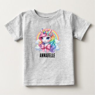 Personalisiertes Magisches Regenbogen-Einhorn-Baby Baby T-shirt