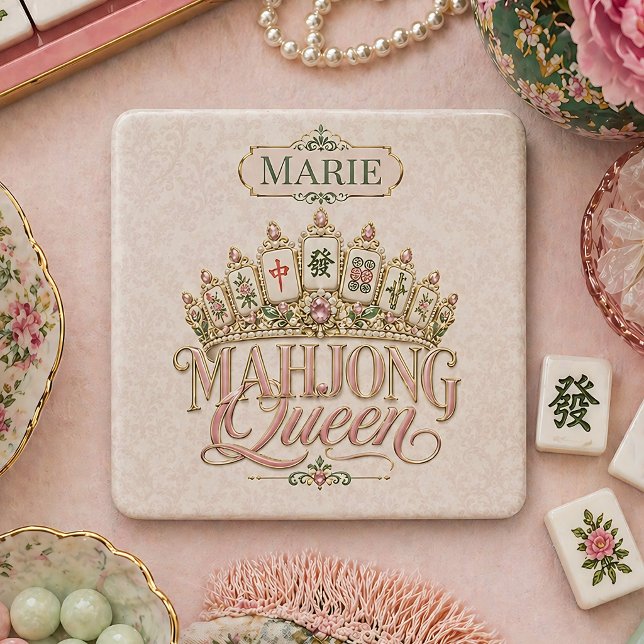 Personalisiertes Mahjong Queen Untersetzer-Geschen Steinuntersetzer (Von Creator hochgeladen)